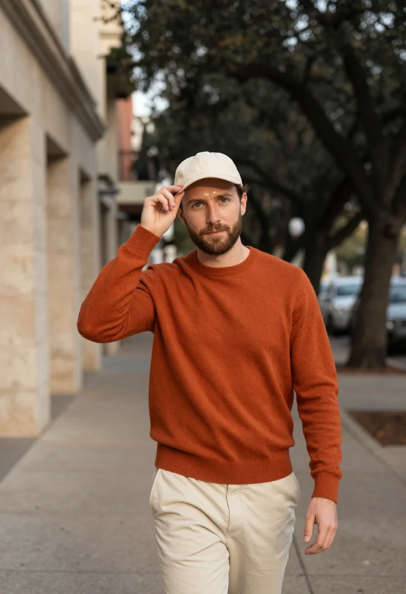 AI austin east side devrel burnt orange sample — portrait of a man, a developer-relations lead, a Western-Eur