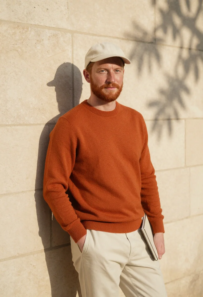 AI austin east side devrel burnt orange sample — portrait of a man, a developer-relations lead, an Irish-Amer