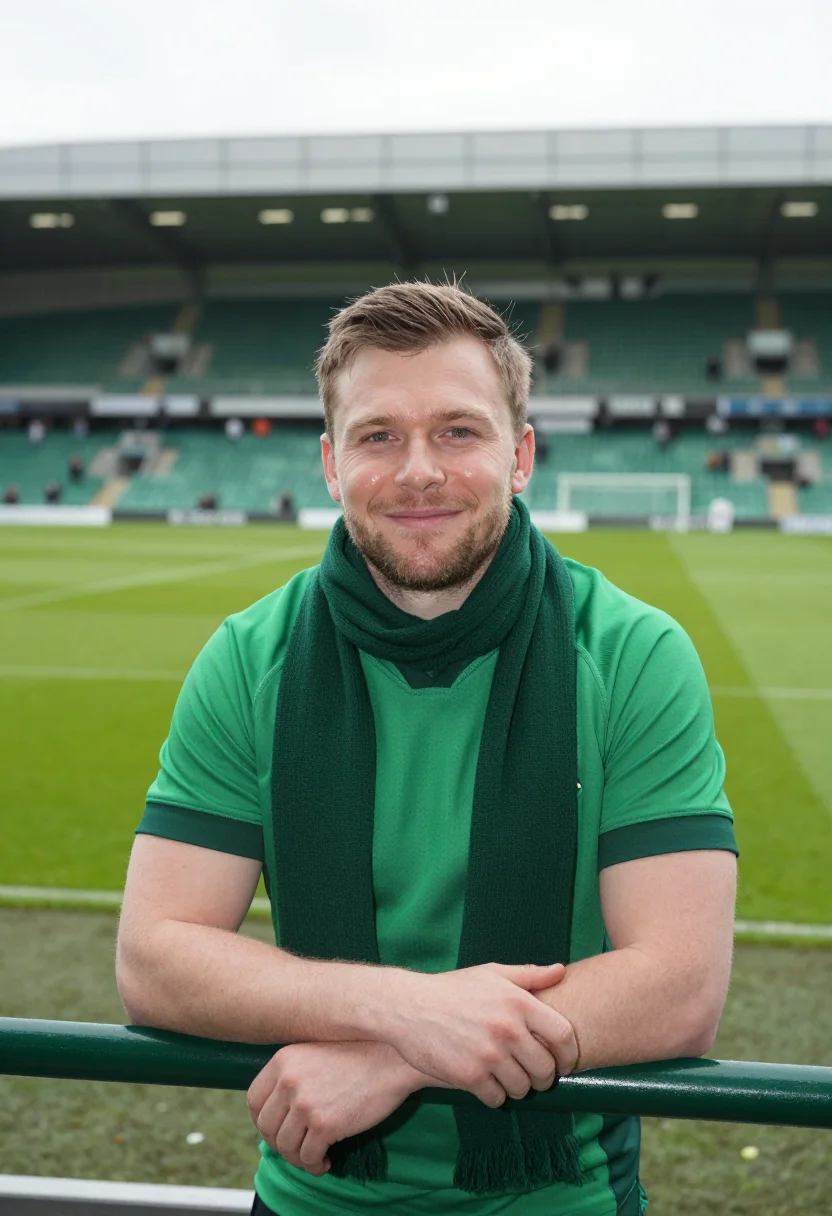 AI aviva stadium dublin six nations green sample — portrait of a man, a fan in his late thirties of Irish desce
