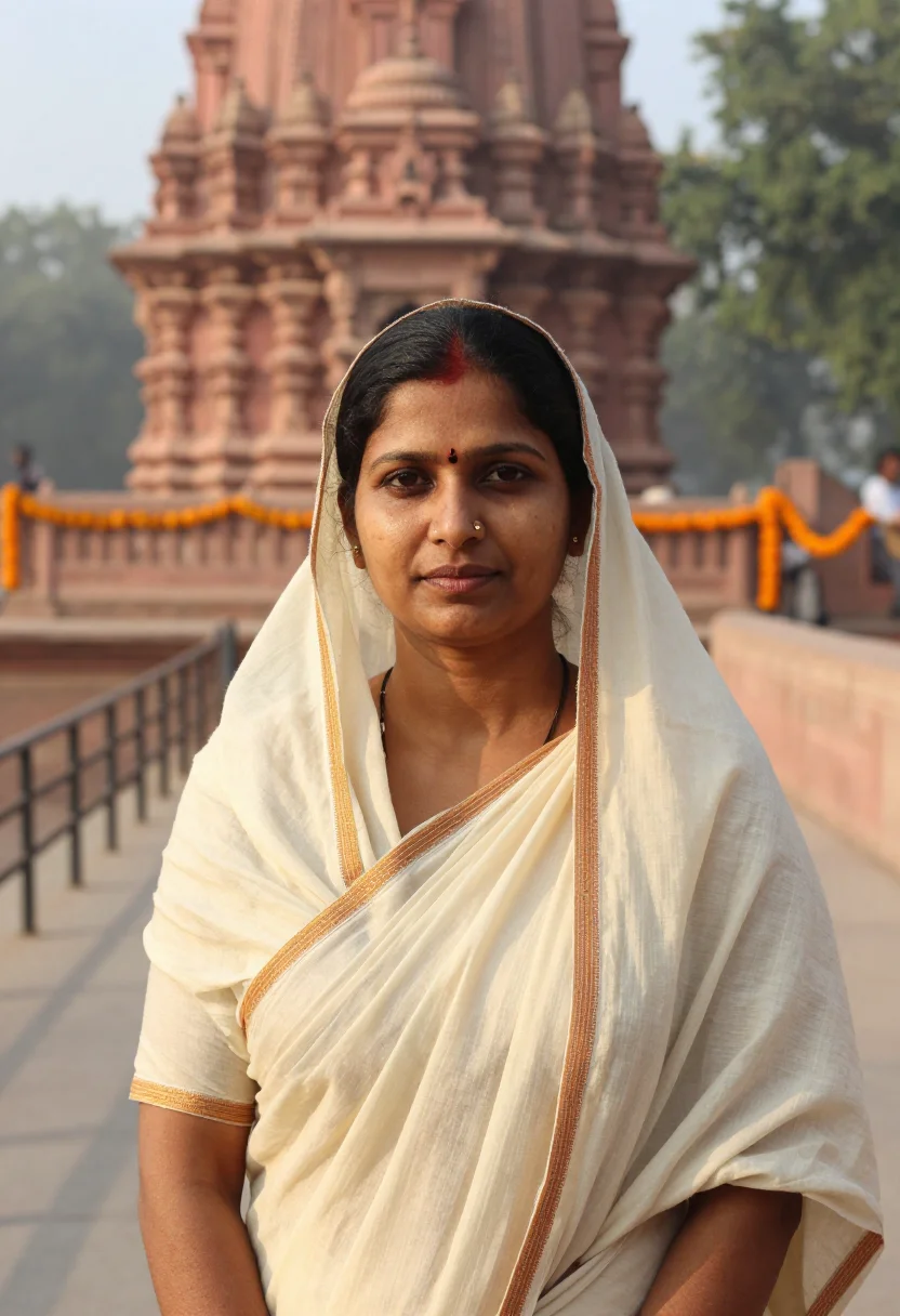 AI ayodhya sample — portrait of a woman, head-and-shoulders portrait of an India