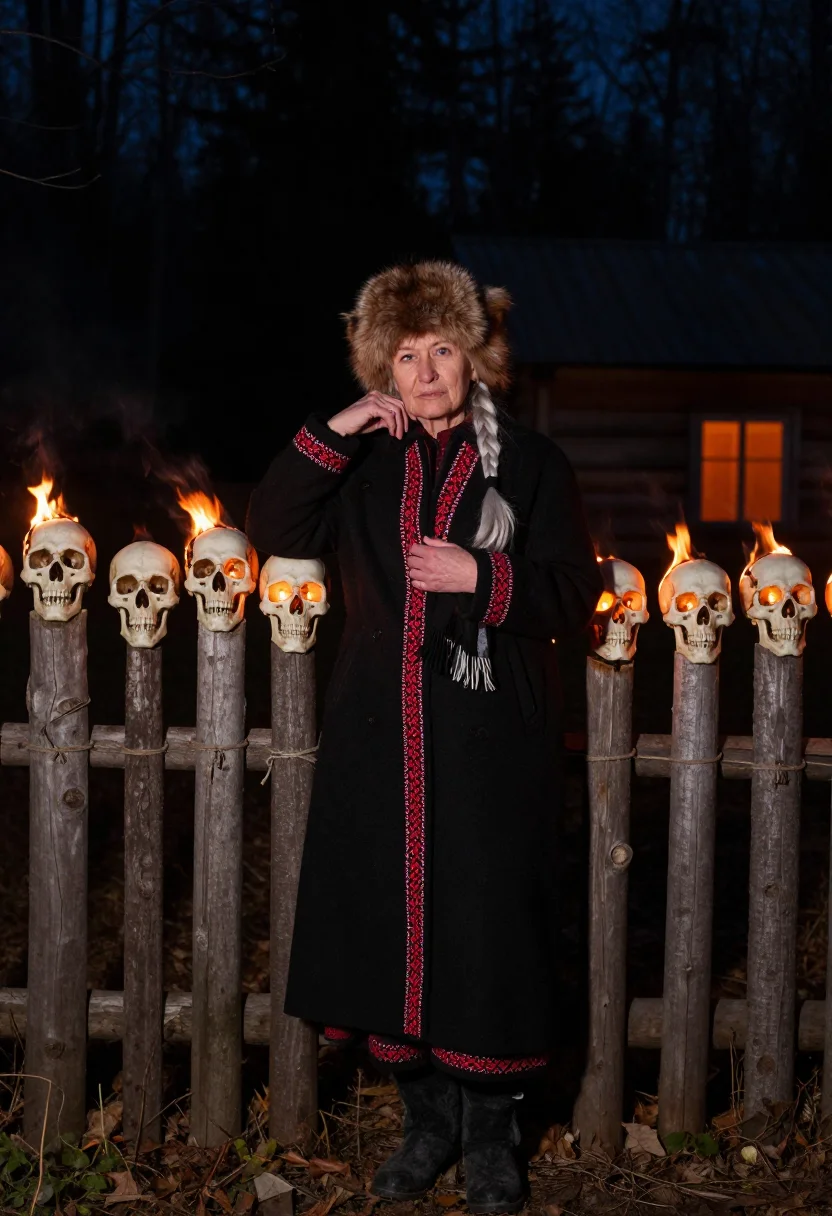 AI baba yaga sample — portrait of a woman, close portrait of a Russian woman in he