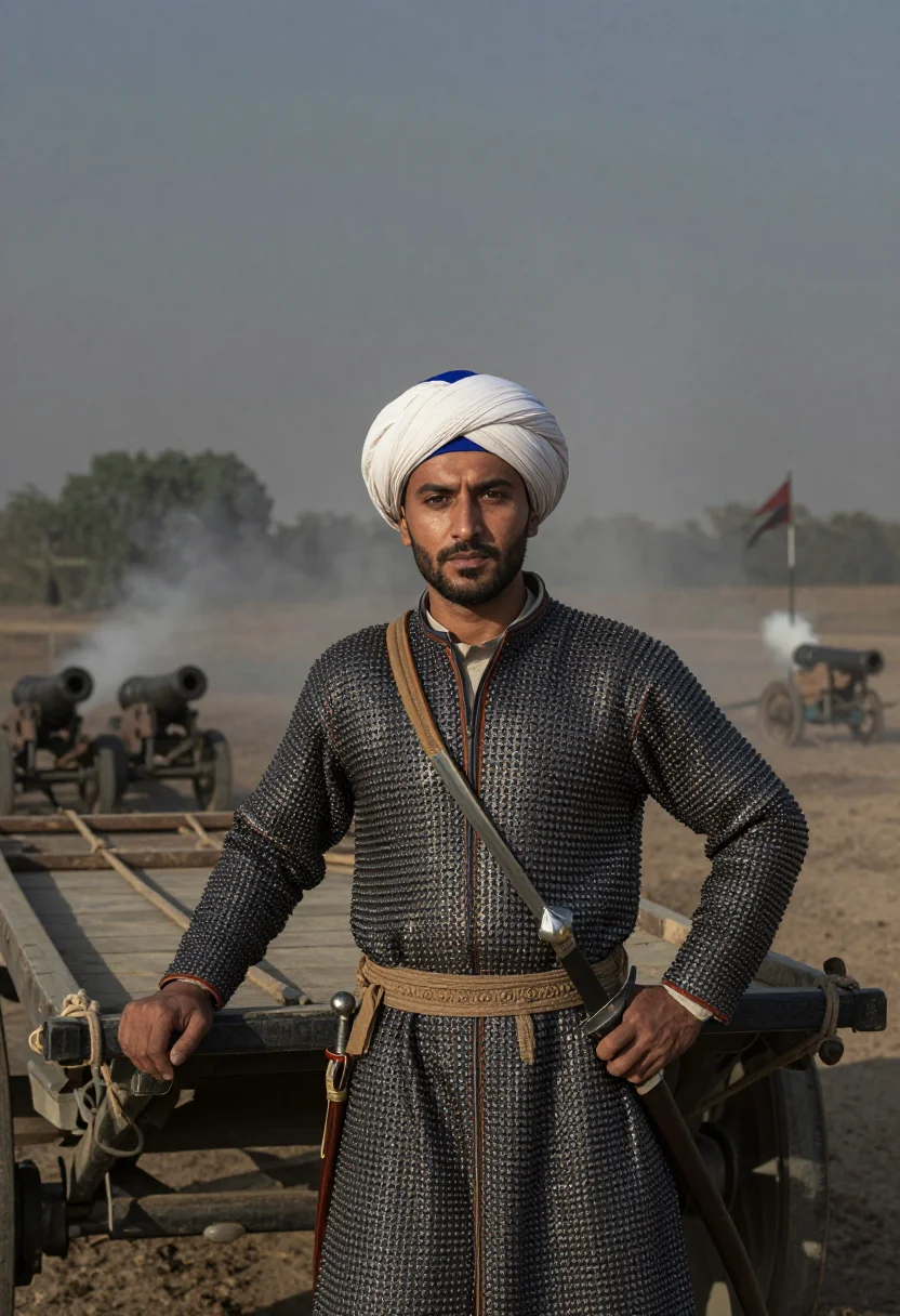 AI babur sample — portrait of a man, chest-up portrait of a Central-Asian man