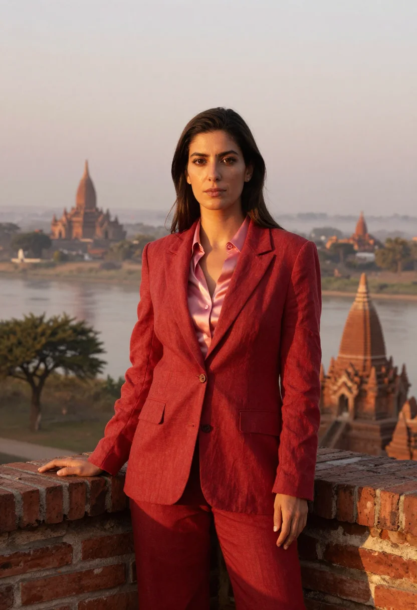 AI bagan archaeologist brick red dawn sample — portrait of a woman, half-length portrait of a Spanish woman