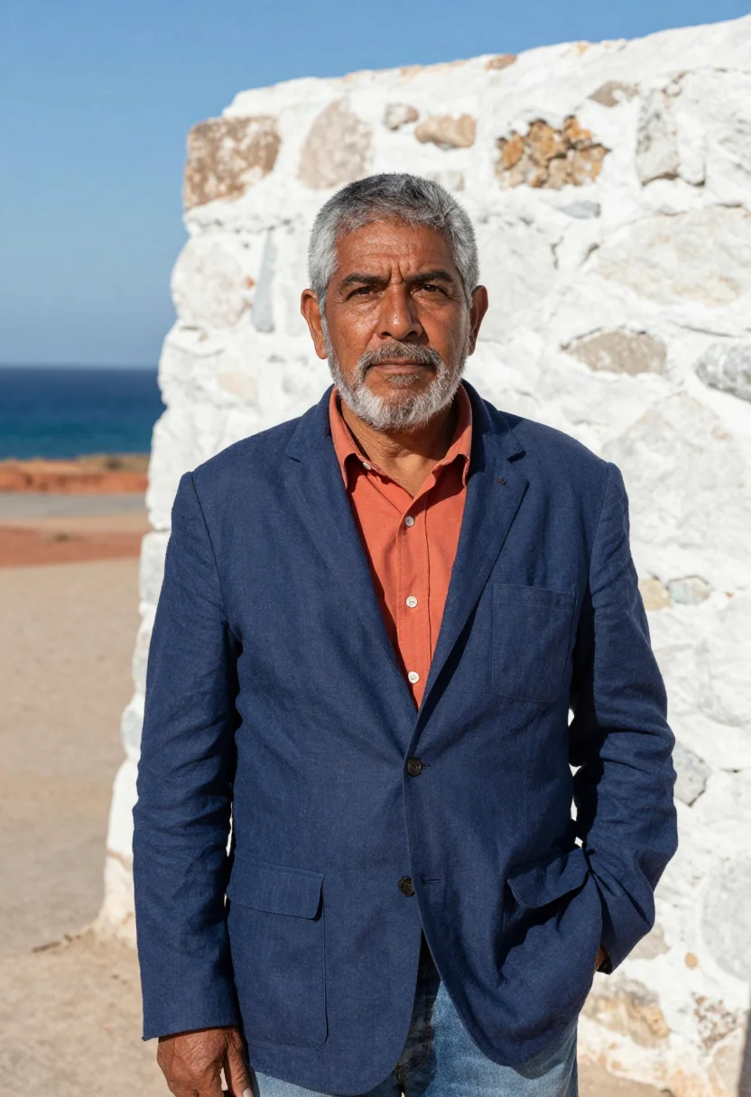 AI baja marine biologist sea of cortez blue sample — portrait of a man, a Mexican marine biologist in his mid-fif