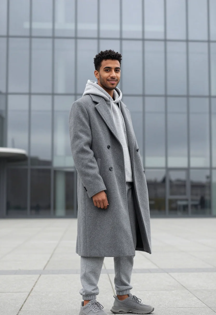 AI balenciaga triple s la defense grey men sample — portrait of a man, a French man in his late twenties of Moro