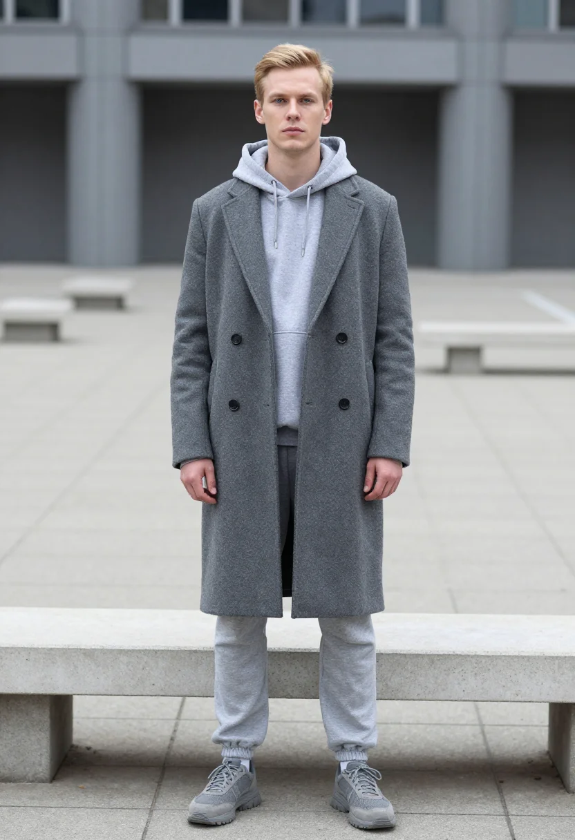 AI balenciaga triple s la defense grey men sample — portrait of a man, a German man in his late twenties with pa