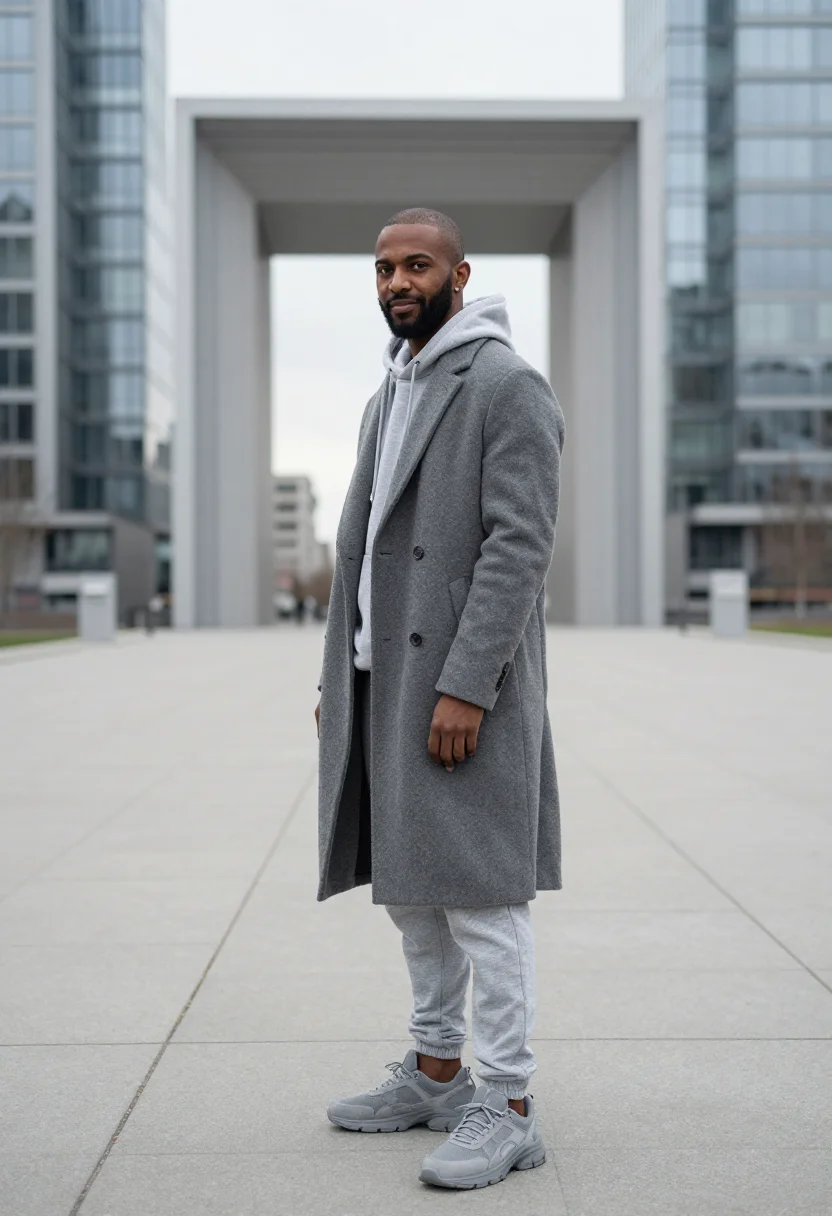 AI balenciaga triple s la defense grey men sample — portrait of a man, a French man in his late twenties of Came