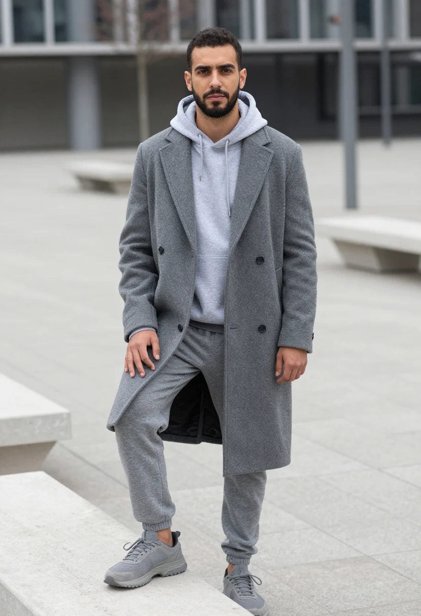AI balenciaga triple s la defense grey men sample — portrait of a man, a Spanish man in his early thirties with