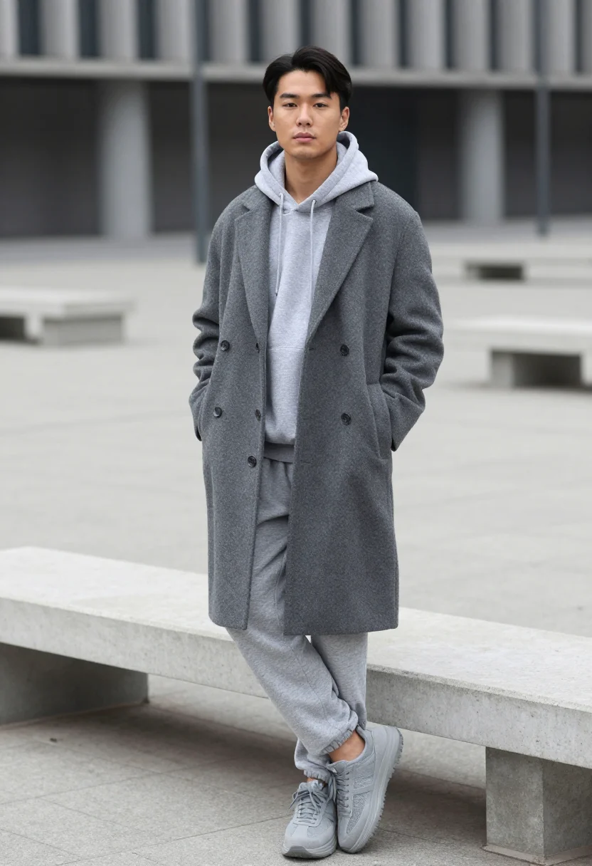 AI balenciaga triple s la defense grey men sample — portrait of a man, a French man in his mid-twenties of Korea