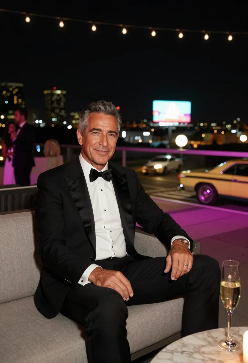 AI ball drop sample — portrait of a man, around fifty, with warm tan skin, grey ey