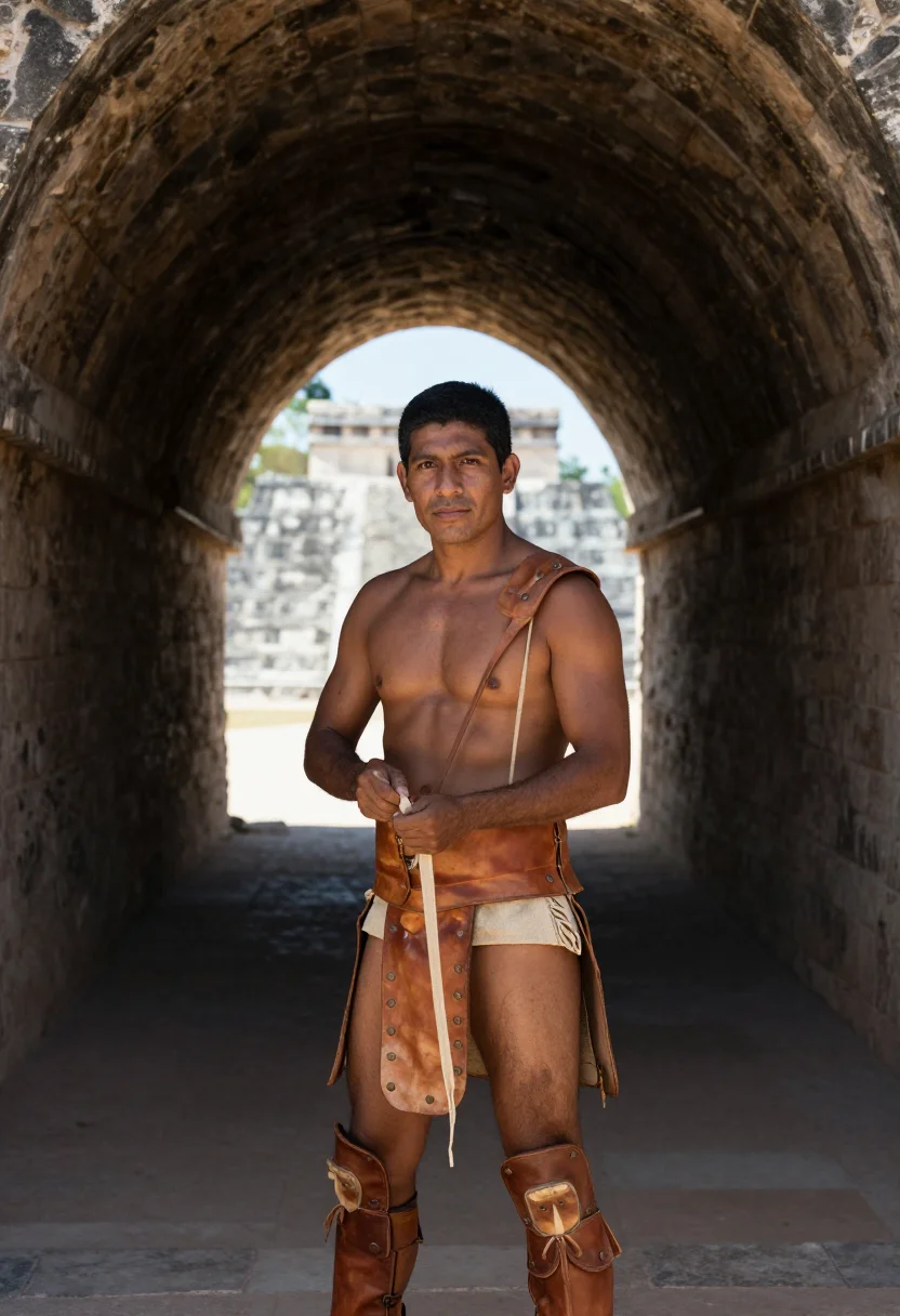 AI ballplayer sample — portrait of a man, three-quarter-length portrait of a Maya m