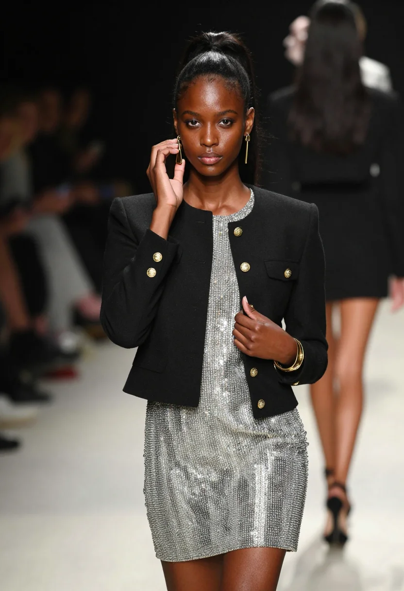 AI balmain army sample — portrait of a woman, chest-up portrait of a Black woman in h