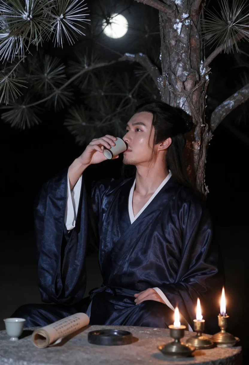AI bamboo grove sage sample — portrait of a man, half-length portrait of a Chinese man wit