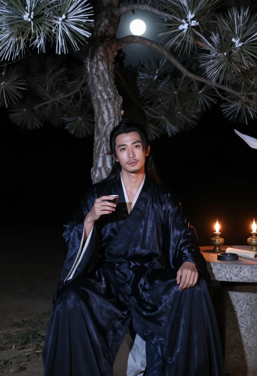 AI bamboo grove sage sample — portrait of a man, three-quarter-length portrait of a Chines