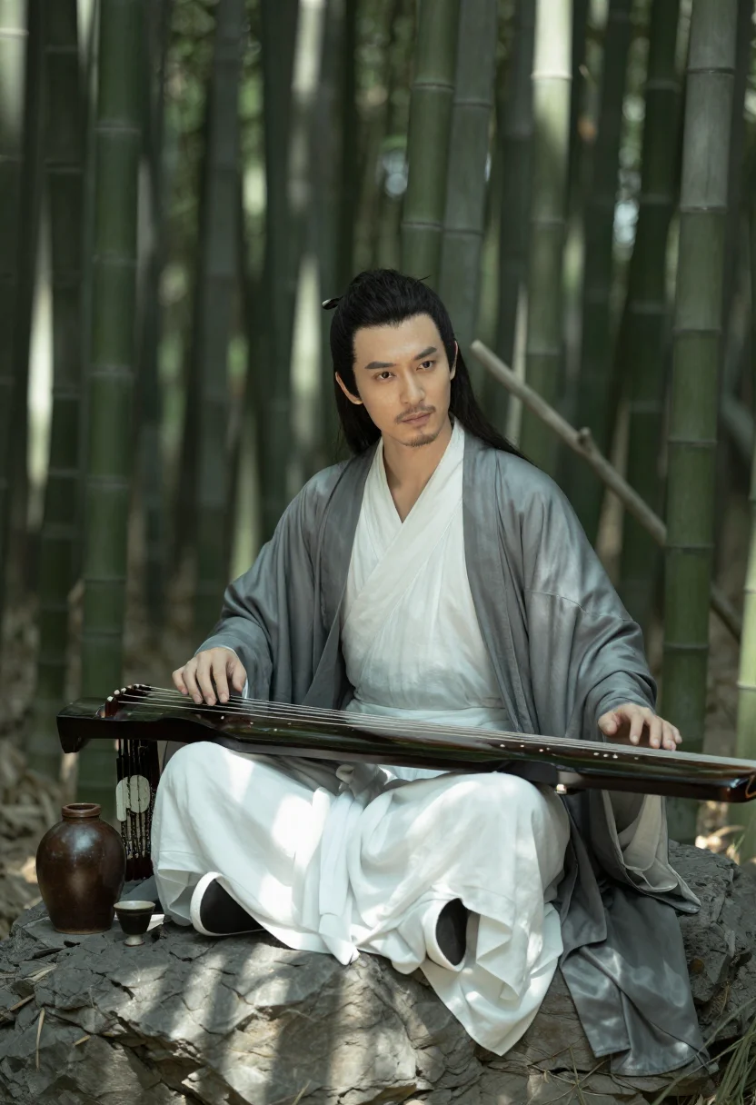 AI bamboo grove sage sample — portrait of a man, full-length portrait of a Chinese man wit