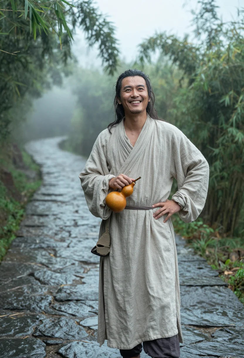 AI bamboo grove sage sample — portrait of a man, three-quarter-length portrait of a Chines
