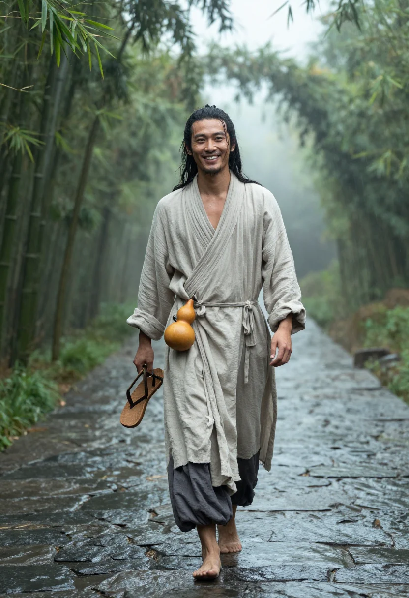 AI bamboo grove sage sample — portrait of a man, full-length portrait of a Chinese man wit
