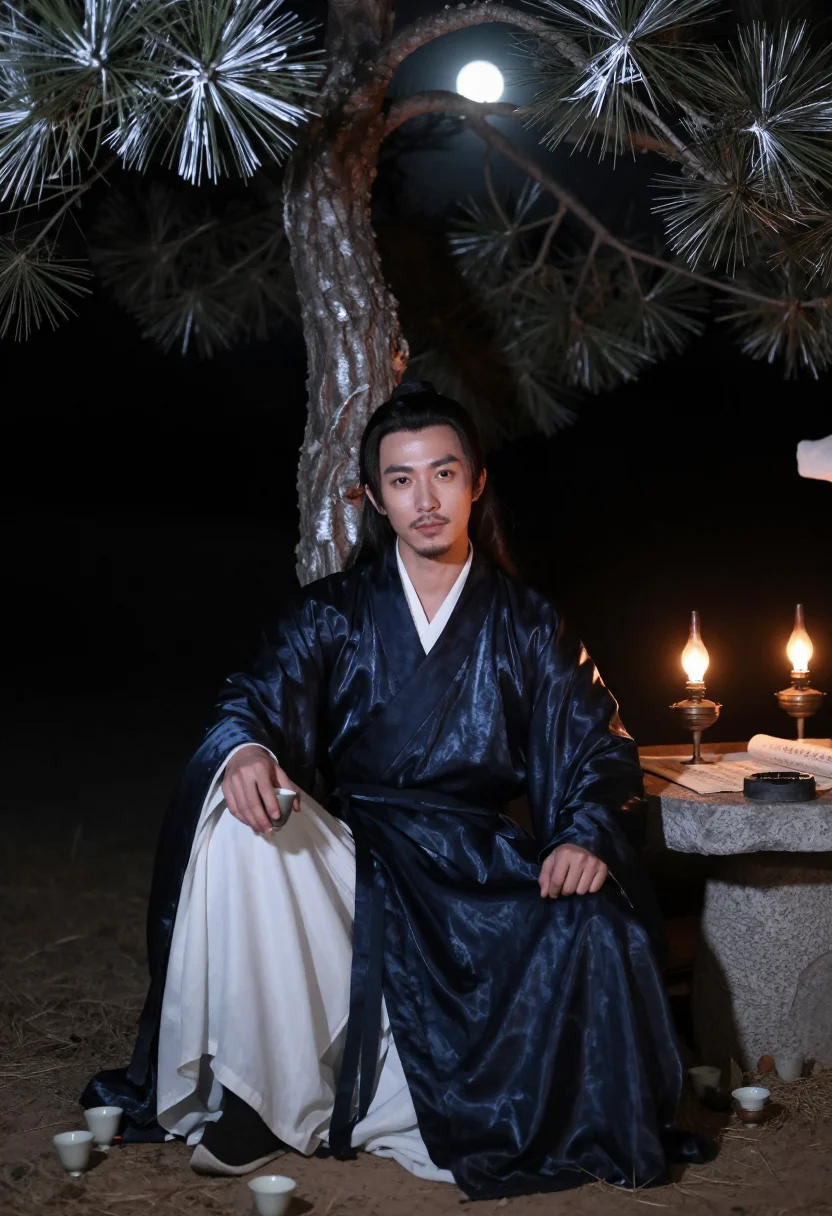 AI bamboo grove sage sample — portrait of a man, full-length portrait of a Chinese man wit