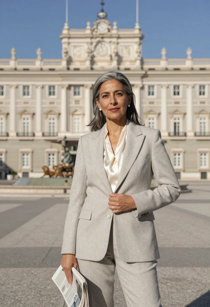 AI banco de espana economist cibeles stone sample — portrait of a woman, in her mid-fifties, an economist with w