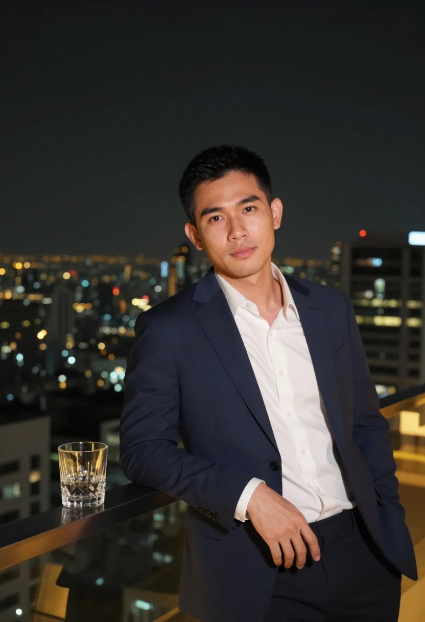 AI bangkok sathorn sample — portrait of a man, half-length portrait of a Thai man in his