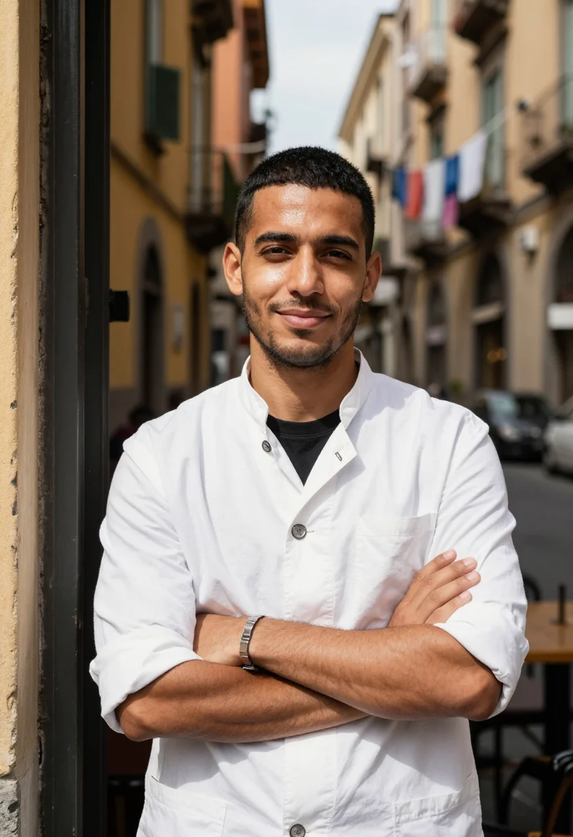 AI bar napoli sample — portrait of a man, chest-up portrait of a Neapolitan man in