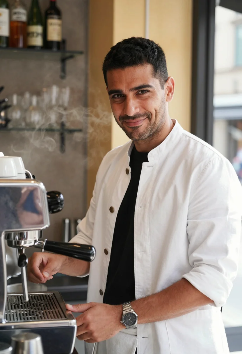 AI bar napoli sample — portrait of a man, chest-up portrait of a Neapolitan man in