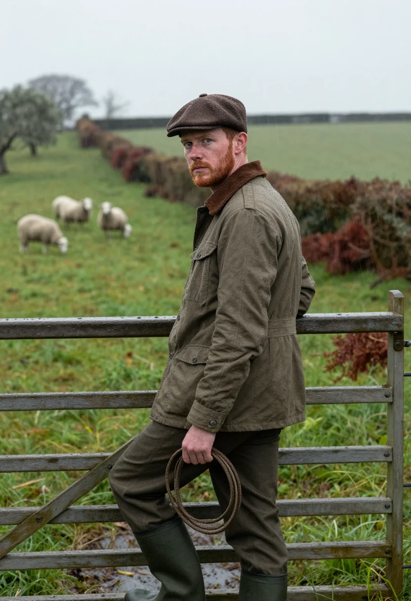 AI barbour country sample — portrait of a man, three-quarter-length portrait of a Wester