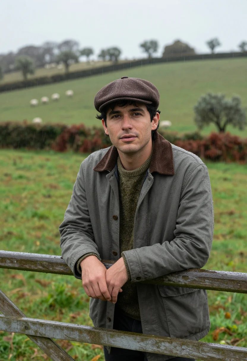 AI barbour country sample — portrait of a man, waist-up portrait of a Western-European m