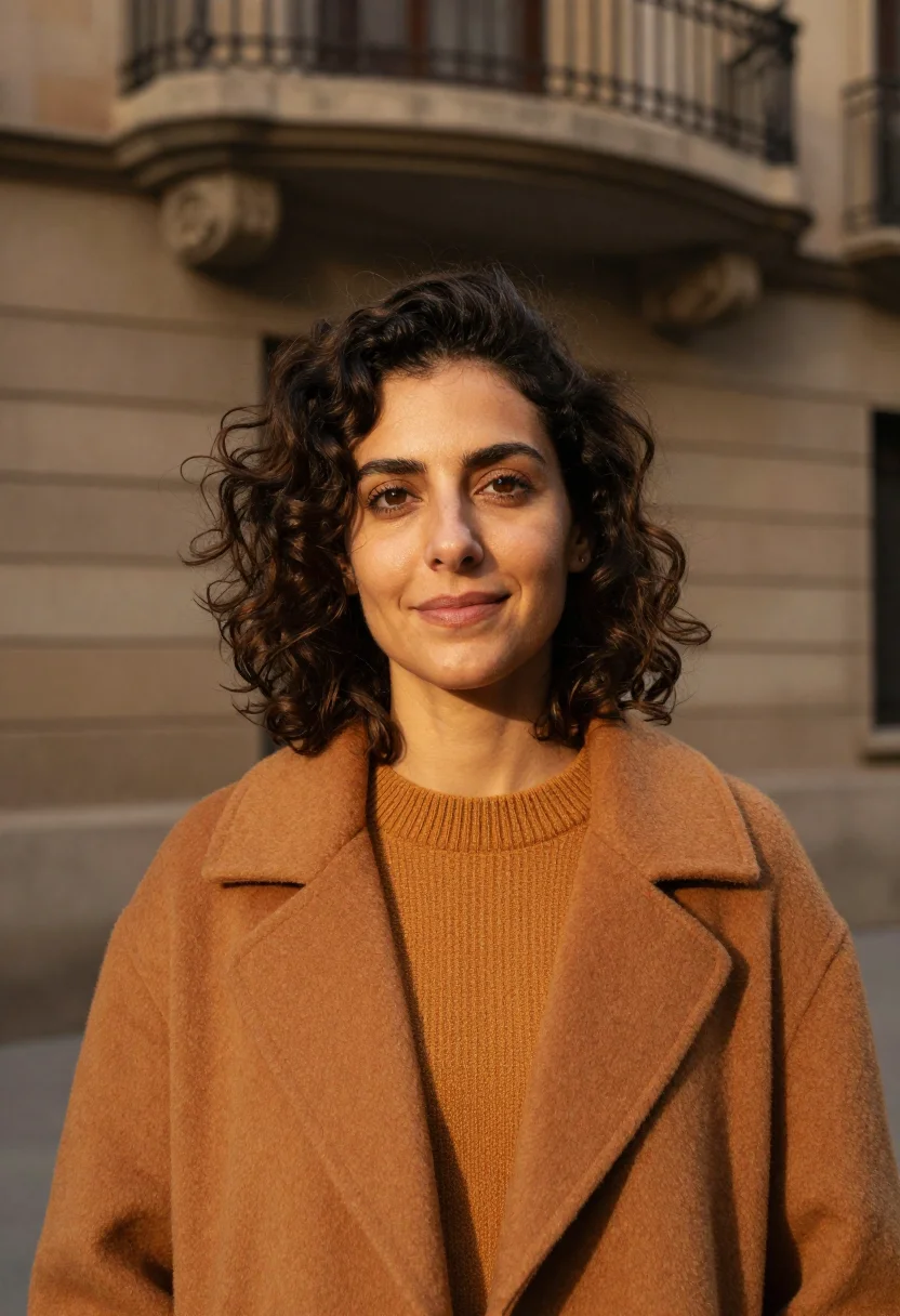 AI barcelona eixample editor ochre sample — portrait of an editor, a Catalan woman in her late thirties