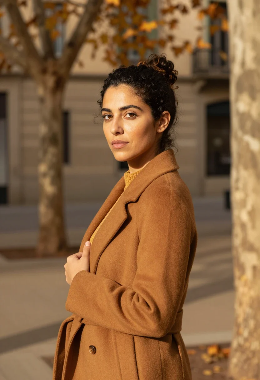 AI barcelona eixample editor ochre sample — portrait of an editor, a Portuguese woman in her early thirt