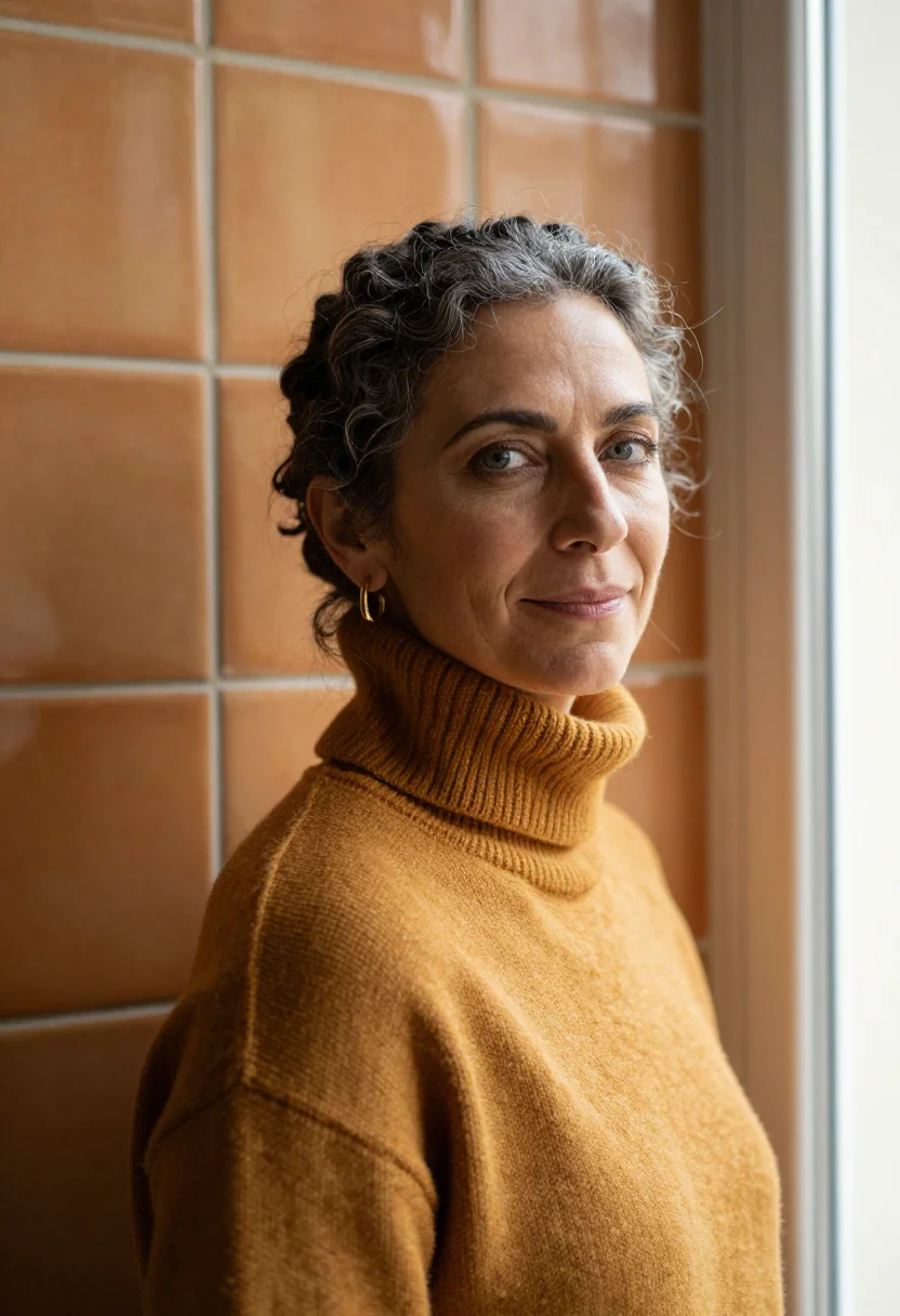 AI barcelona eixample editor ochre sample — portrait of an editor, a Catalan woman in her early fifties