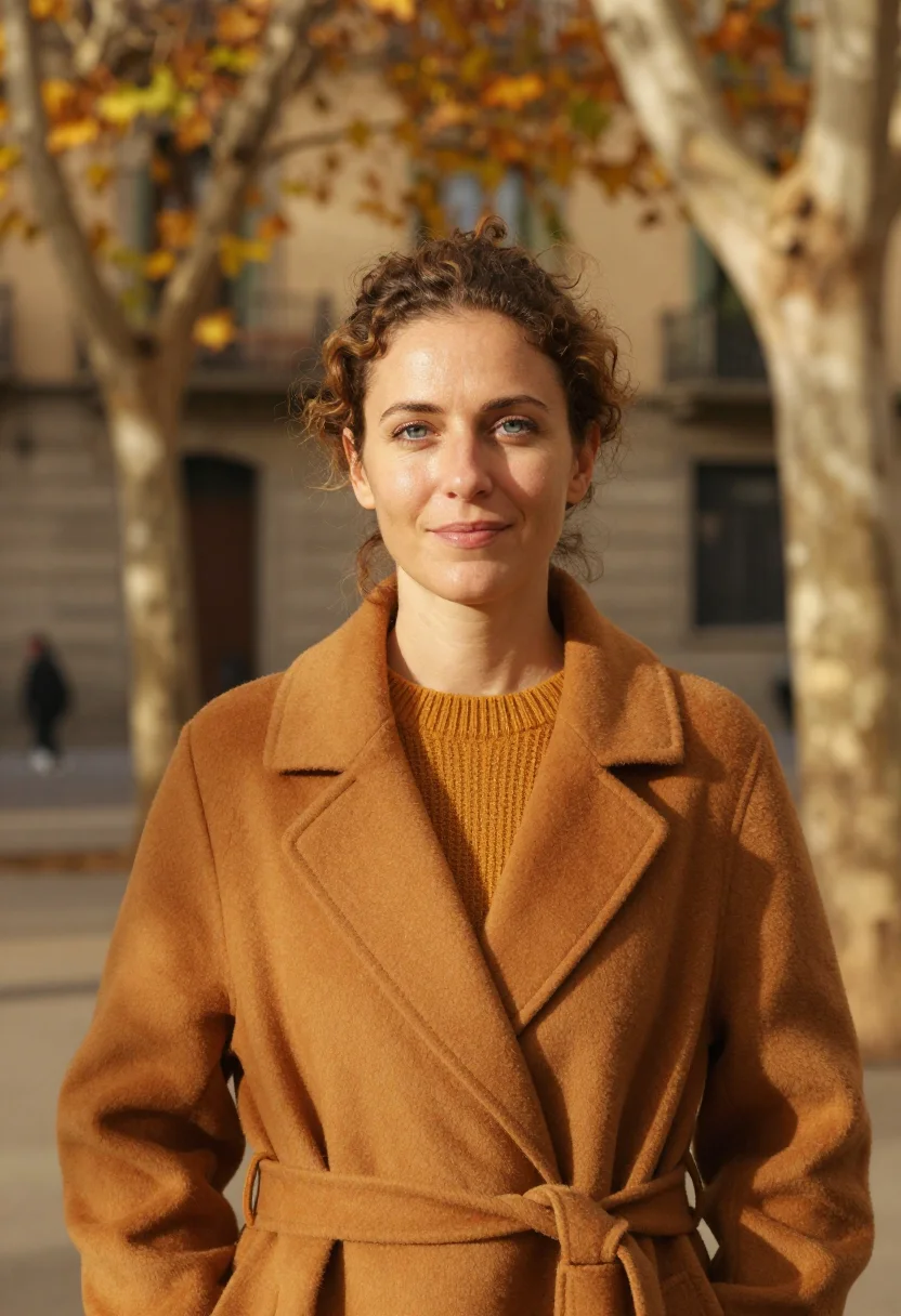AI barcelona eixample editor ochre sample — portrait of an editor, a Catalan woman in her late thirties