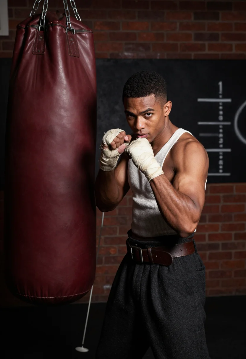 AI bareknuckle boxer sample — portrait of a man, half-length three-quarter portrait of a o