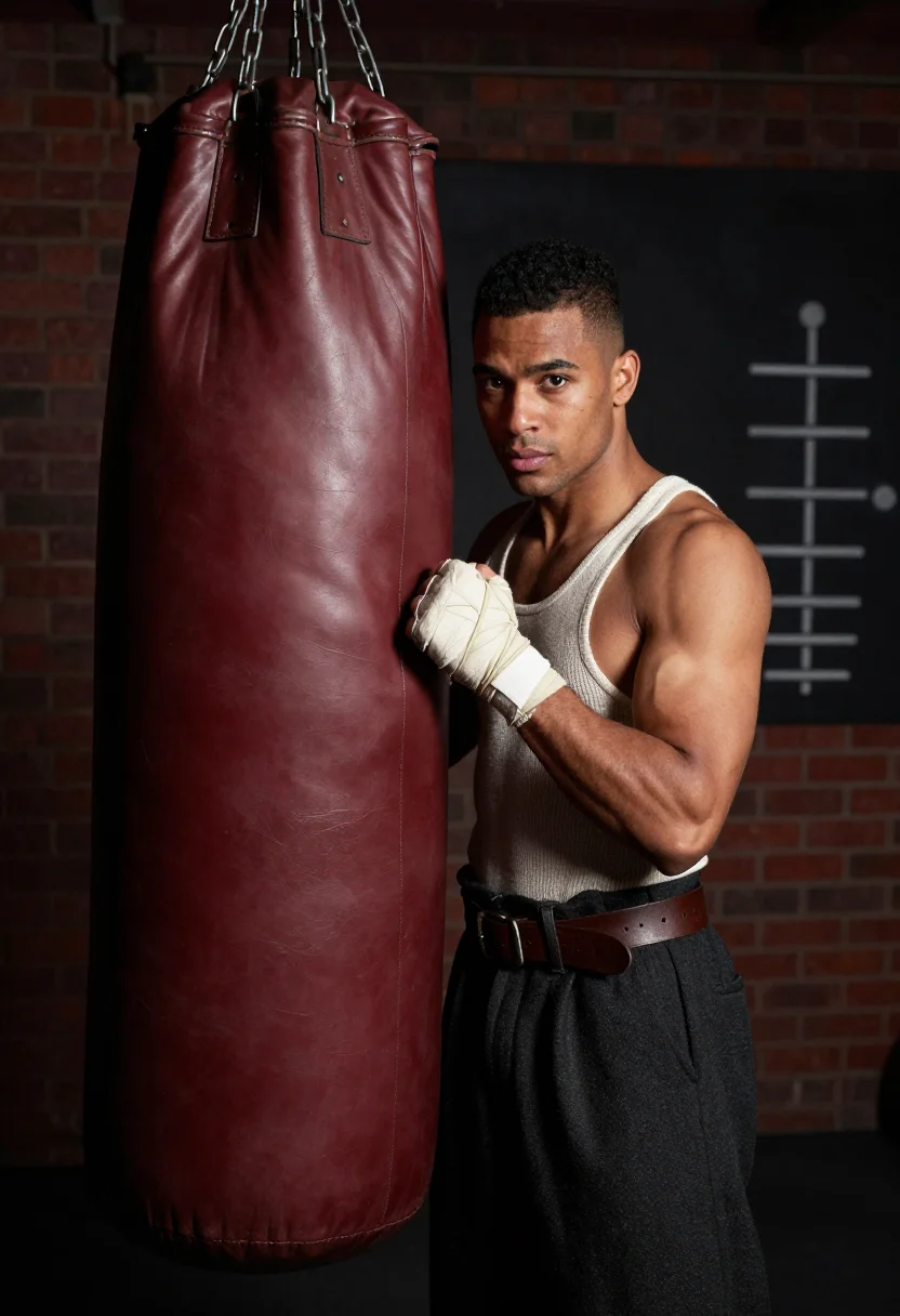 AI bareknuckle boxer sample — portrait of a man, half-length portrait of a olive-skinned B