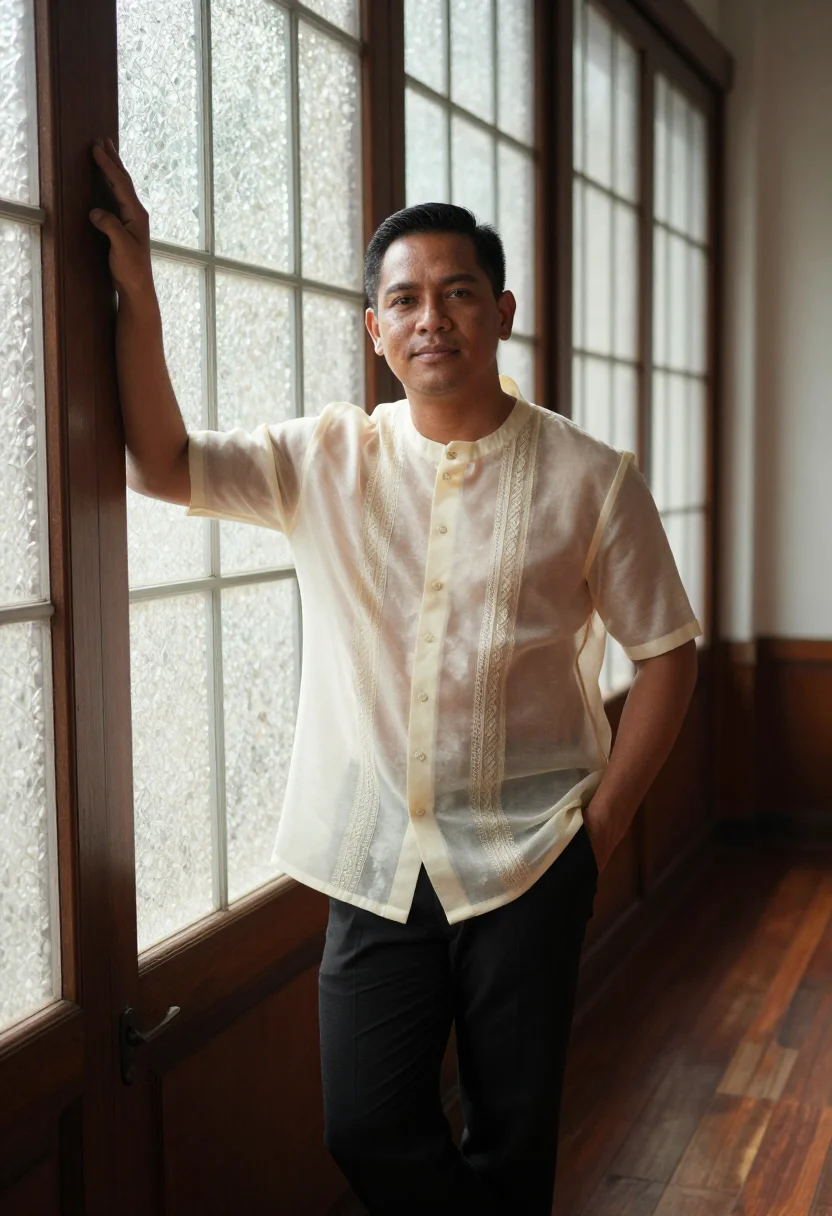 AI barong groom sample — portrait of a man, three-quarter-length portrait of a Filipi