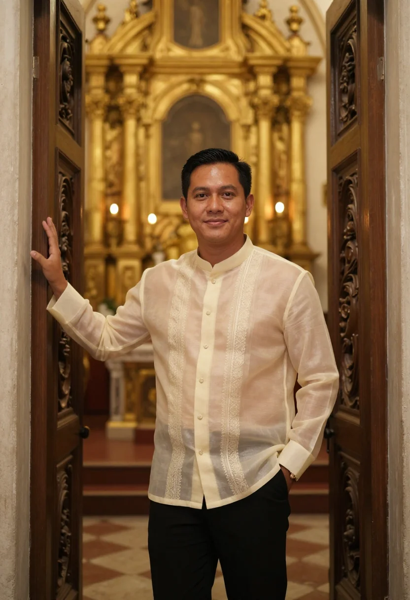 AI barong groom sample — portrait of a man, three-quarter-length portrait of a Filipi