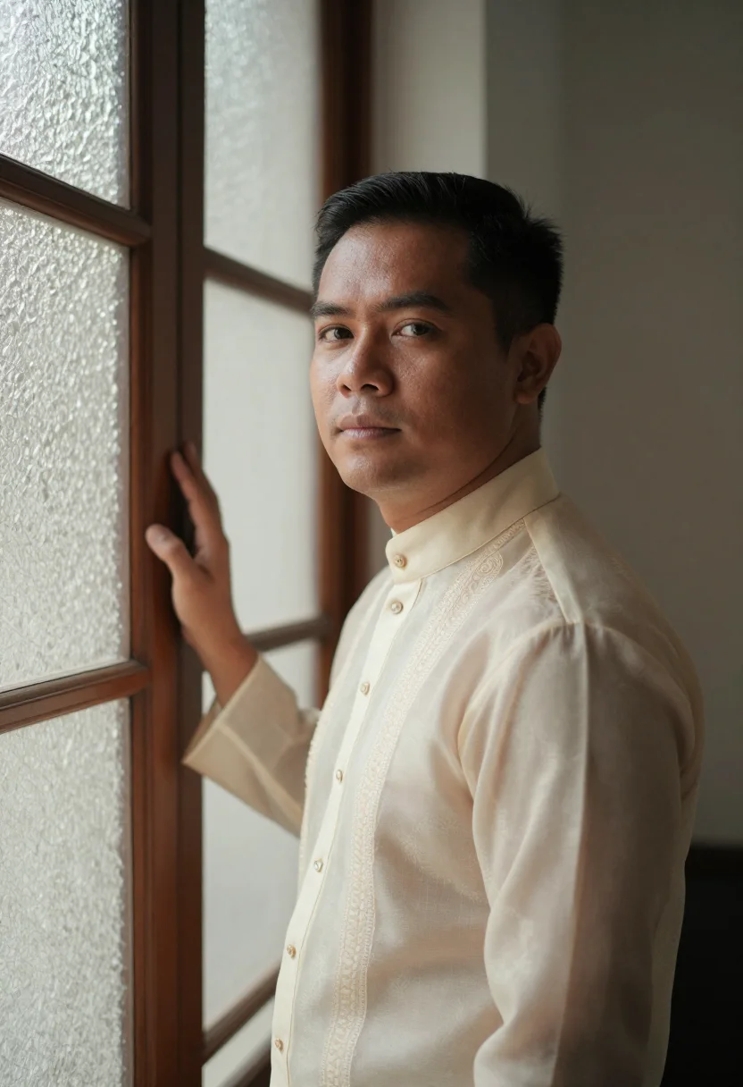 AI barong groom sample — portrait of a man, chest-up portrait of a Filipino man with