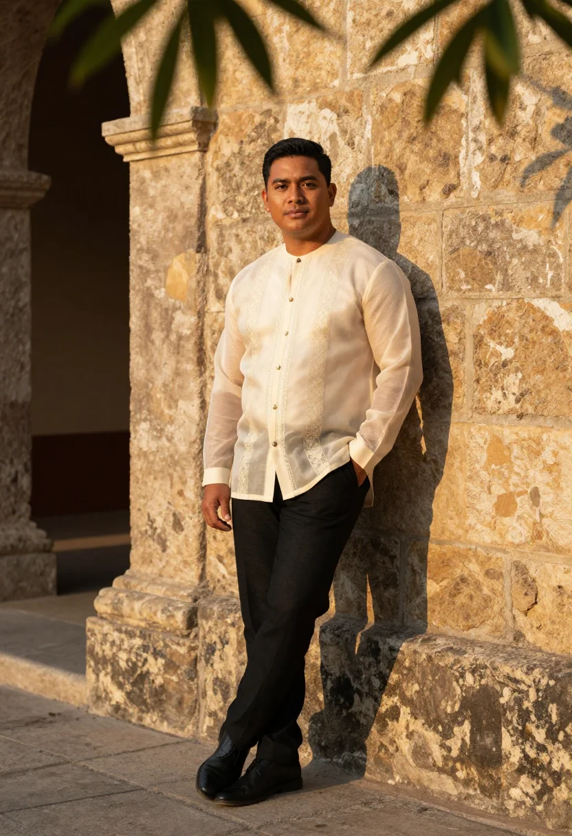 AI barong groom sample — portrait of a man, full-length portrait of a Filipino man wi