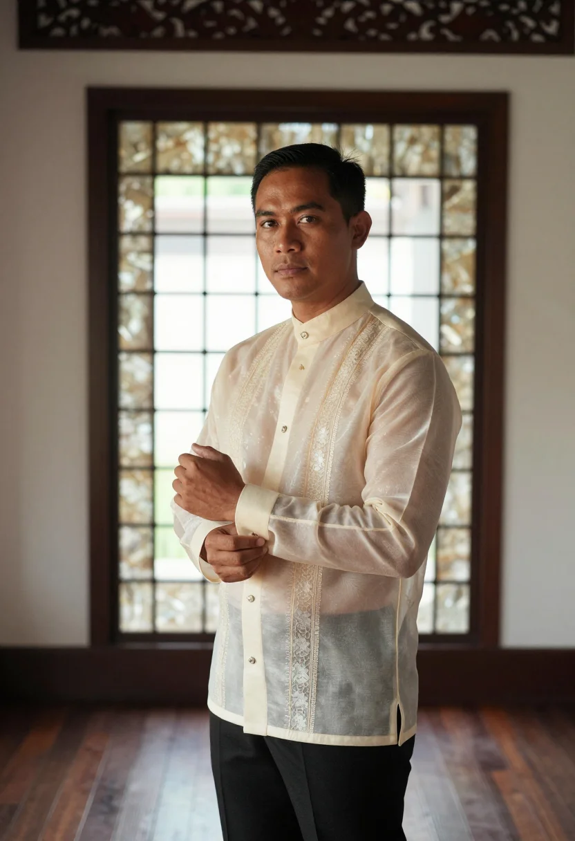 AI barong groom sample — portrait of a man, half-length portrait of a Filipino man wi