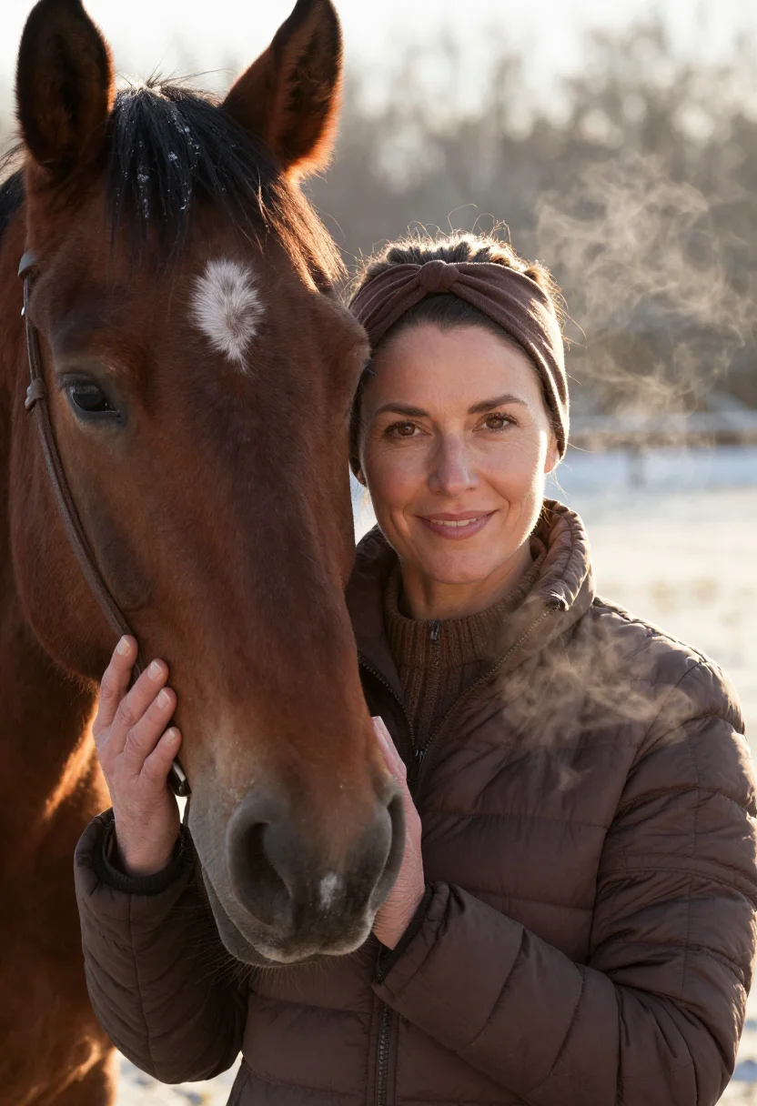AI bay horse brown sample — portrait of a woman, tight headshot of a Western-European wo