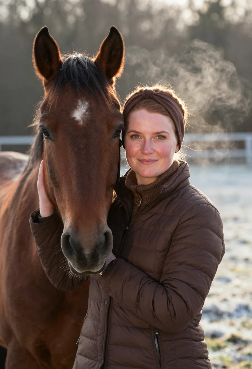 AI bay horse brown sample — portrait of a woman, head-and-shoulders portrait of an Irish