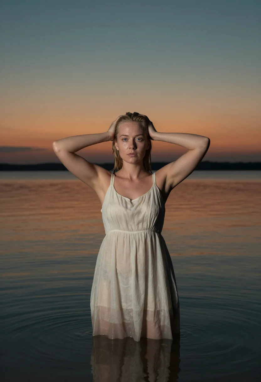 AI beach sample — portrait of a woman, close half-length portrait of a Norther