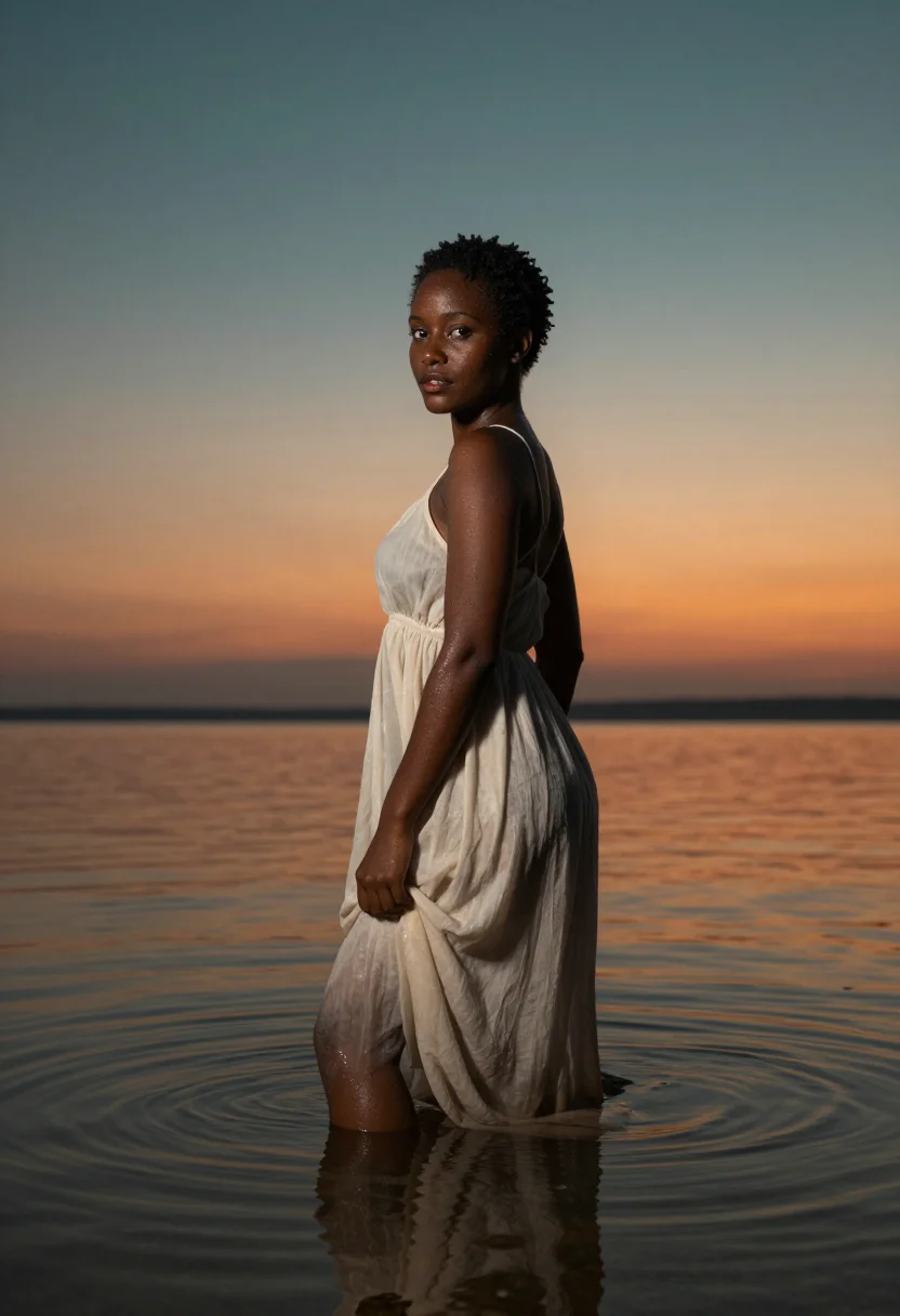 AI beach sample — portrait of a woman, half-length portrait of an Afro-Caribbe
