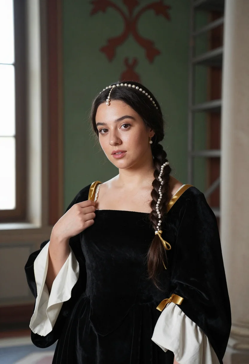 AI beatrice d este sample — portrait of a woman, chest-up portrait of a Northern-Italian