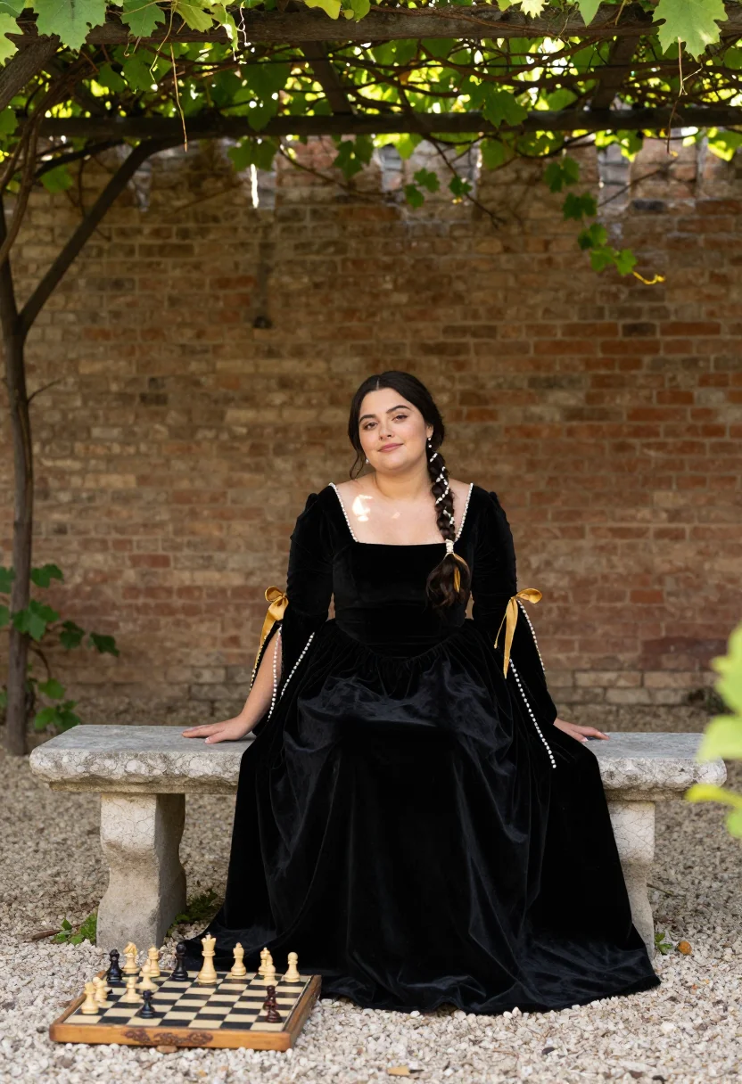 AI beatrice d este sample — portrait of a woman, wide full-length seated portrait of a N