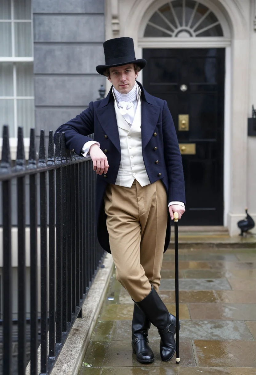 AI beau brummell dandy sample — portrait of a man, in his early thirties with fair skin, gre