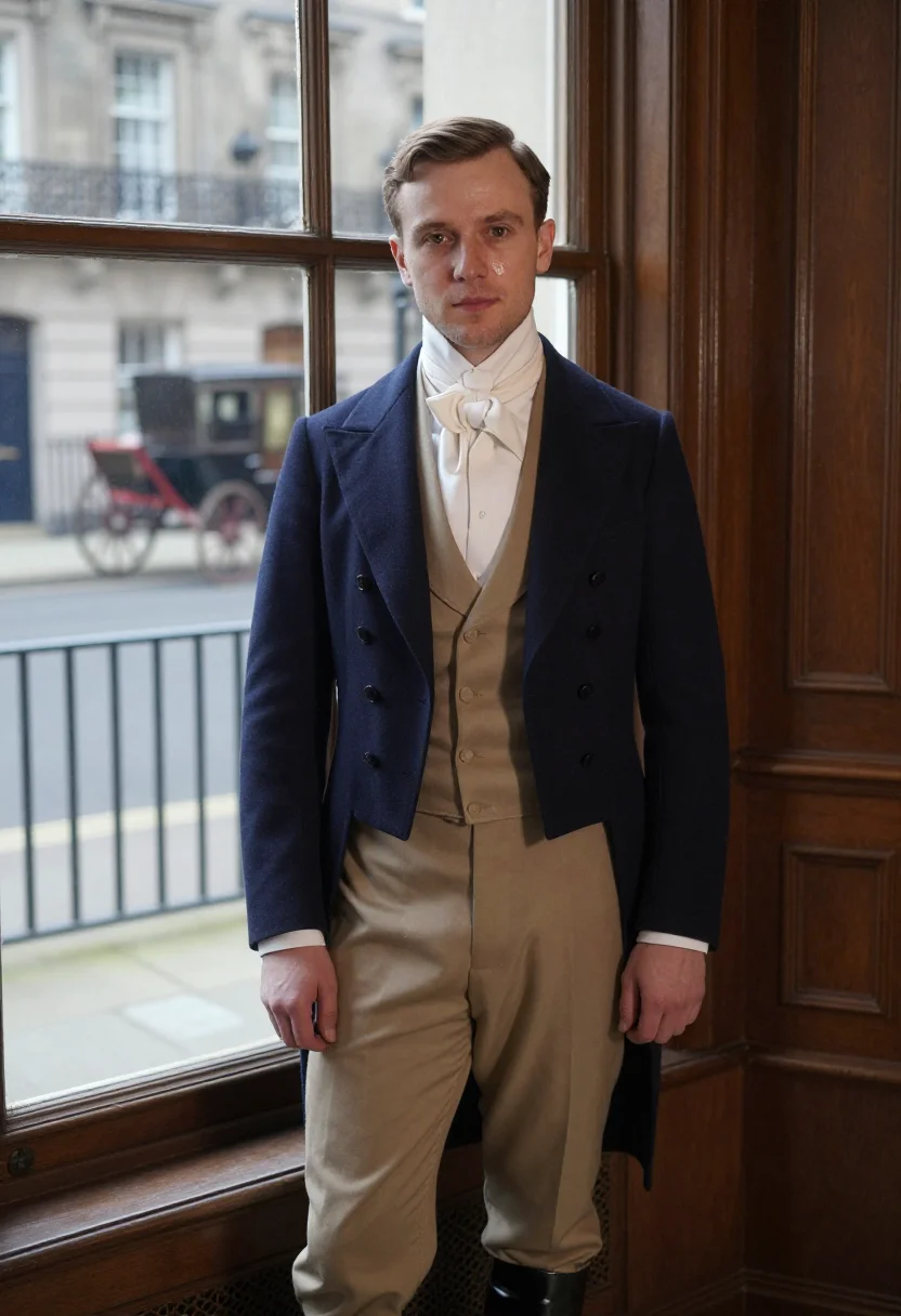 AI beau brummell sample — portrait of a man, chest-up near-frontal portrait of a man i