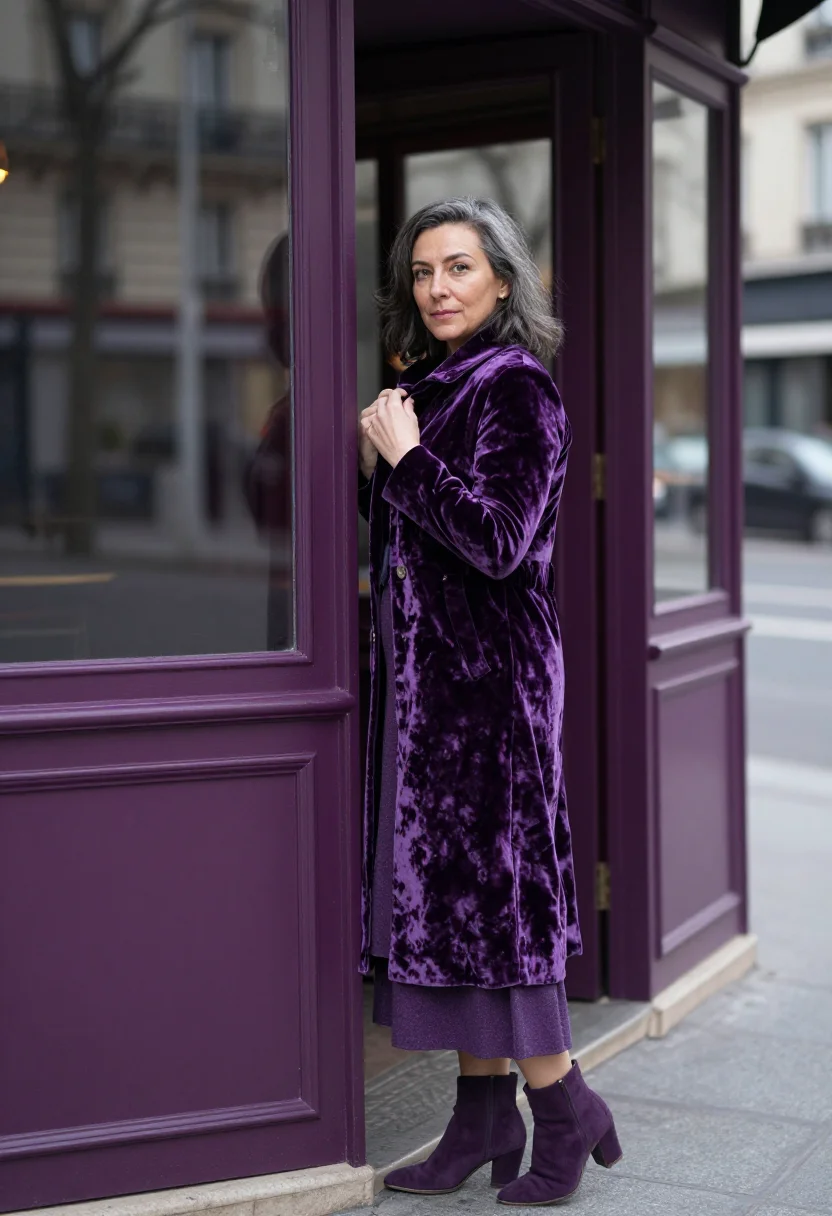 AI beaujolais nouveau bistro violet sample — portrait of a woman, framed chest-up, a Western-European wom