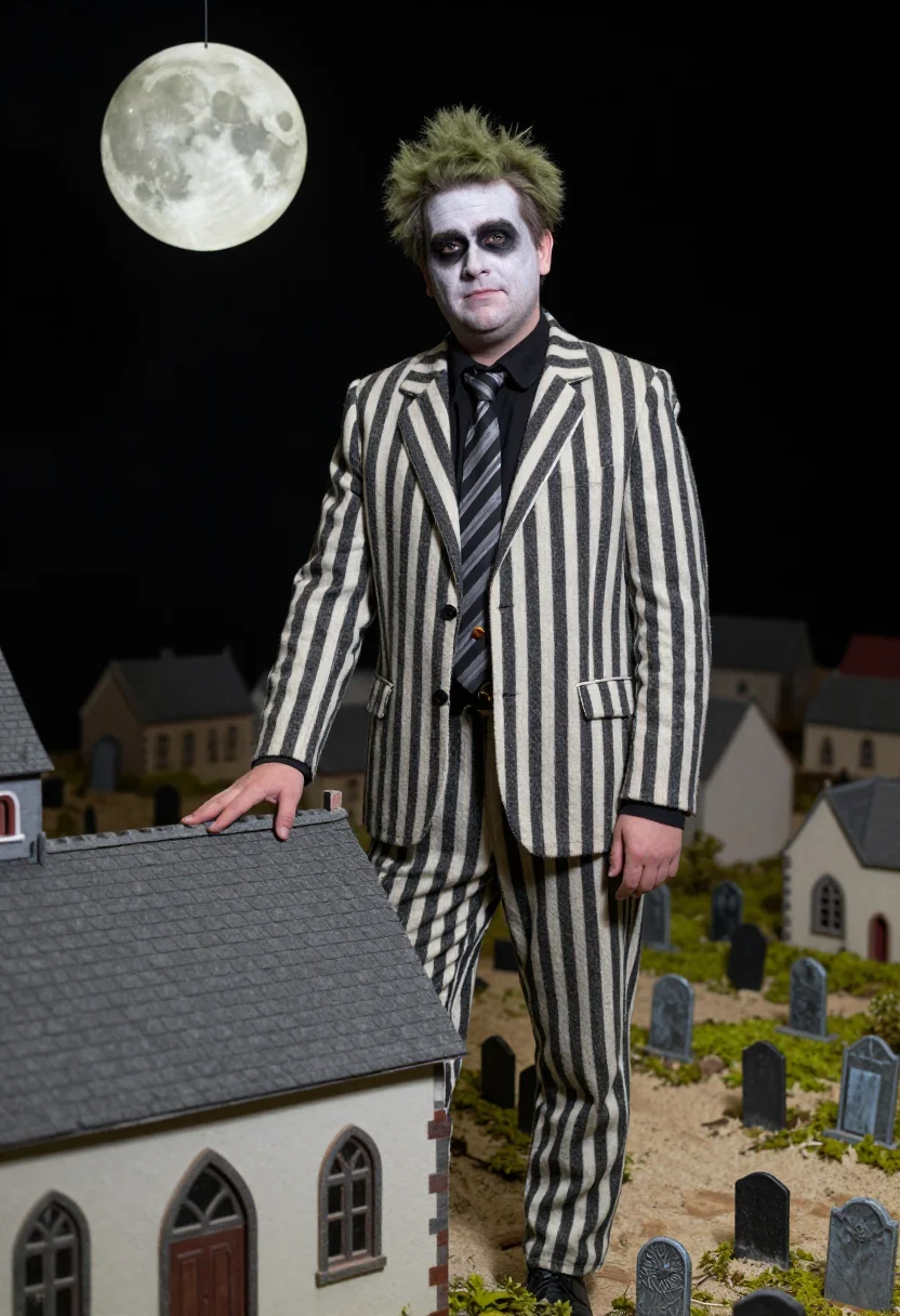AI beetlejuice sample — portrait of a man, three-quarter-length portrait of a Wester