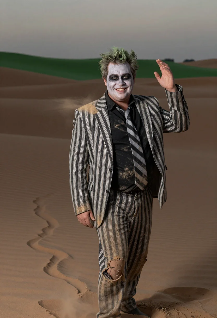 AI beetlejuice sample — portrait of a man, close half-length portrait of a Western-E